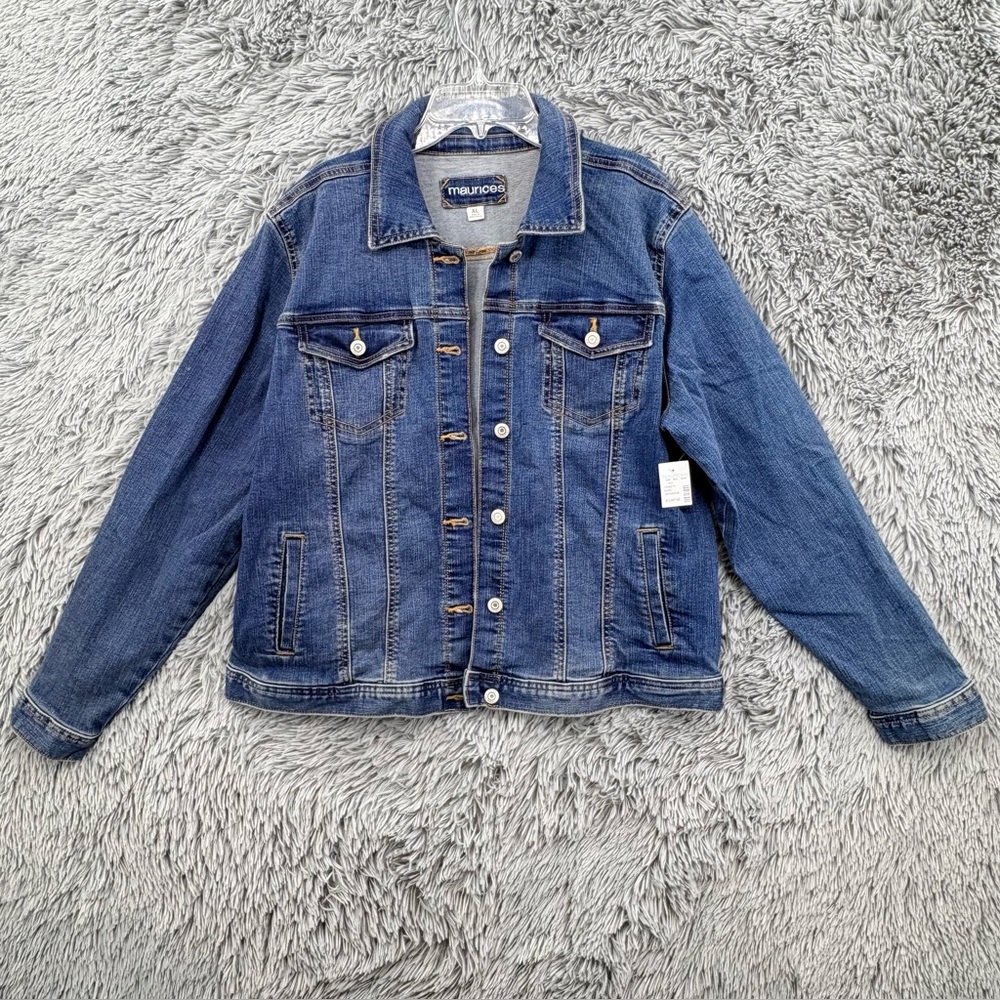 Maurices Jacket Womens XL Trucker Denim NWT Blue Button Down Pockets